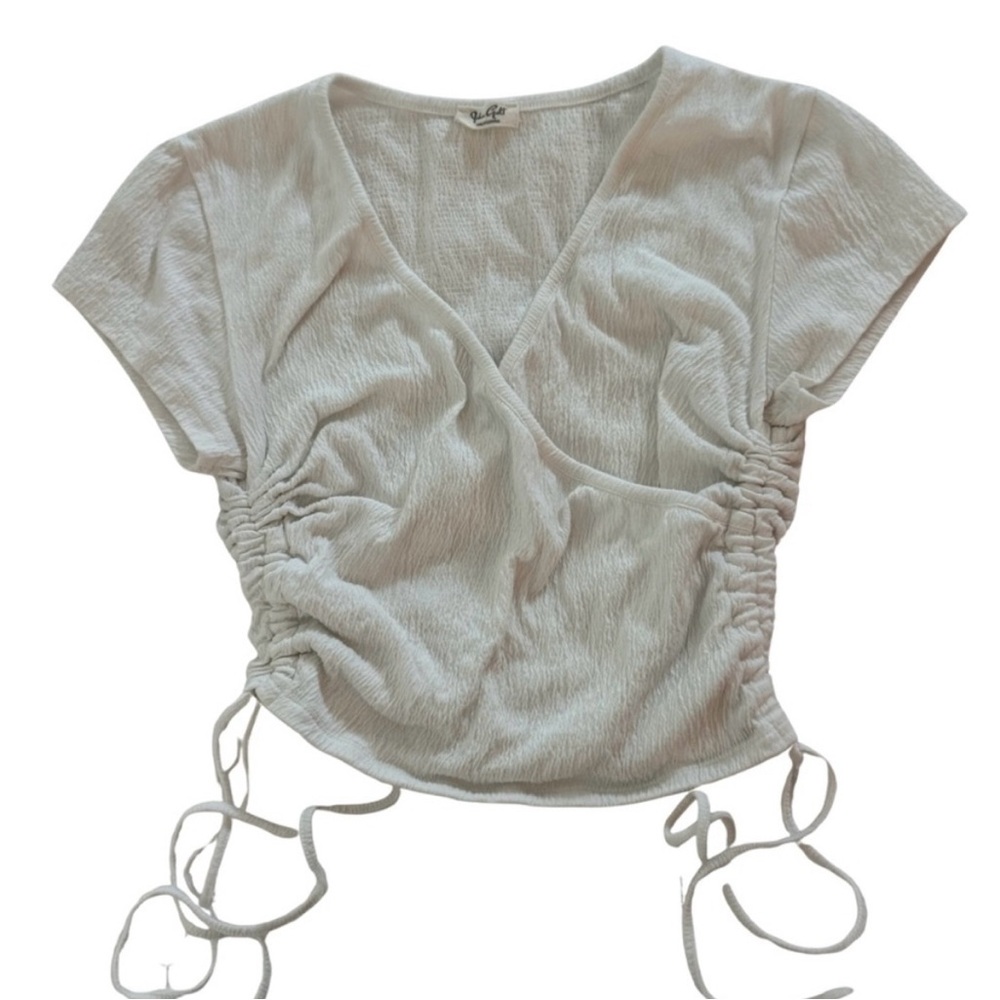 Brandy Melville John Galt White Ruched Top Women’s ONE SIZE
